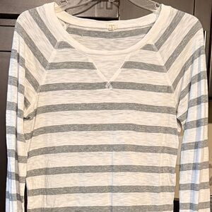 J. Crew Classic Gray and White Striped Shirt
